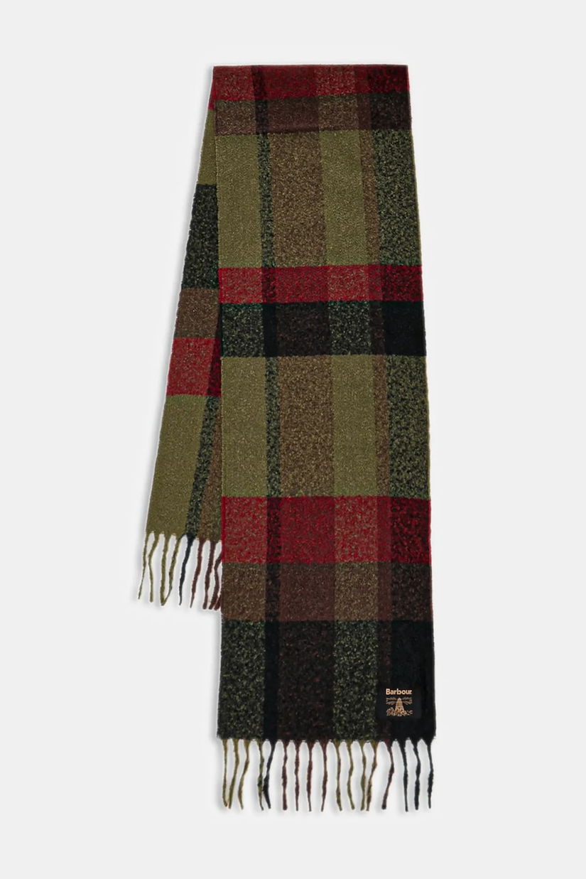 Barbour fular culoarea verde, cu imprimeu, USC0391