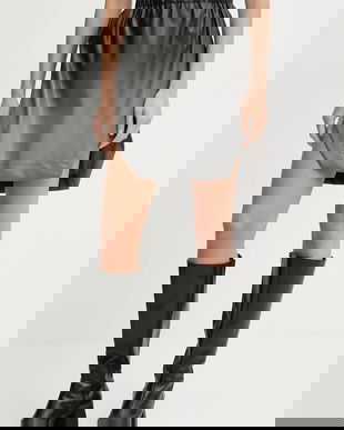 MMC STUDIO fustă culoarea bej, mini, drept, SQUER.SKIRT