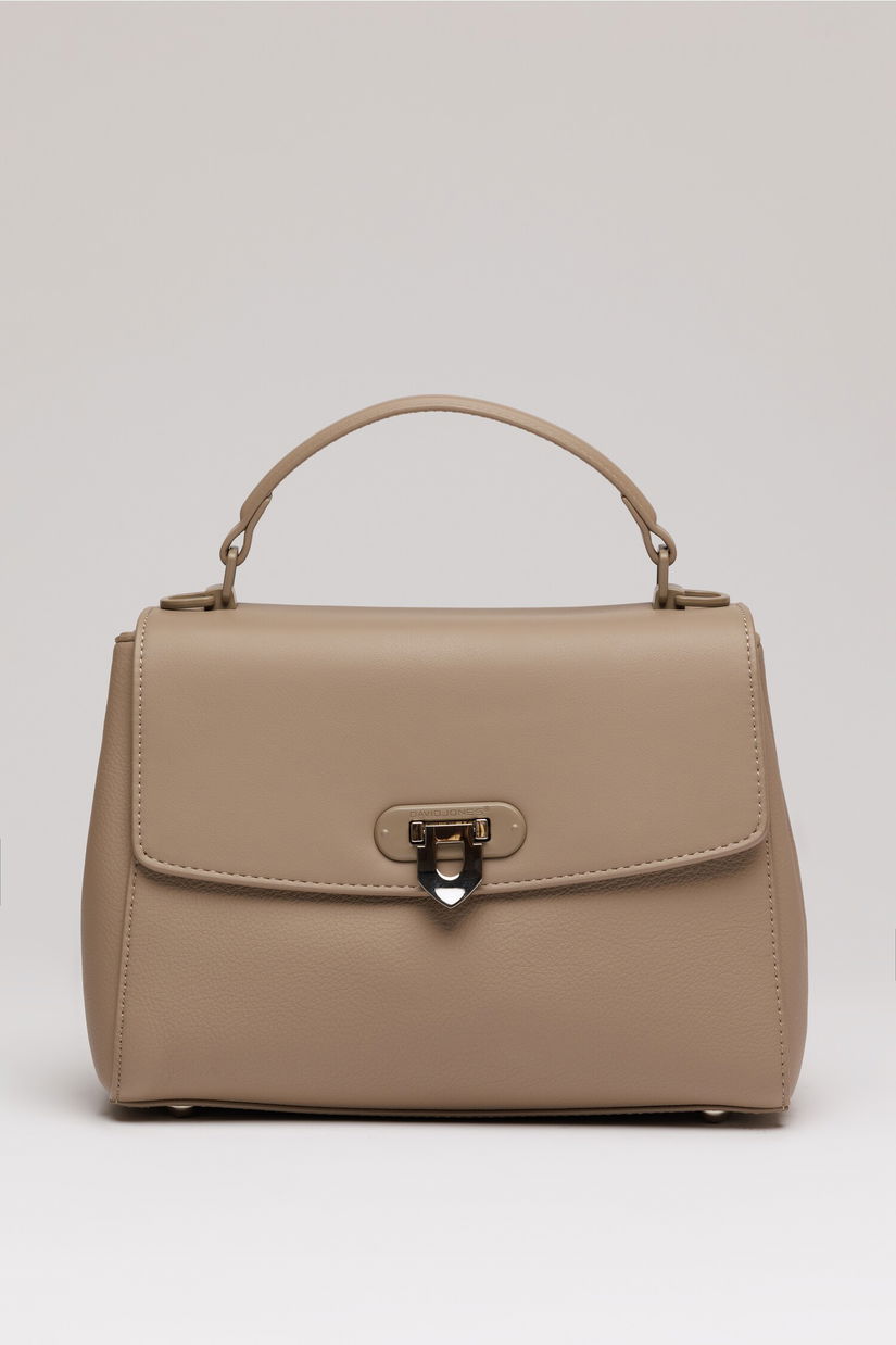 Geanta taupe din piele ecologica cu model structurat