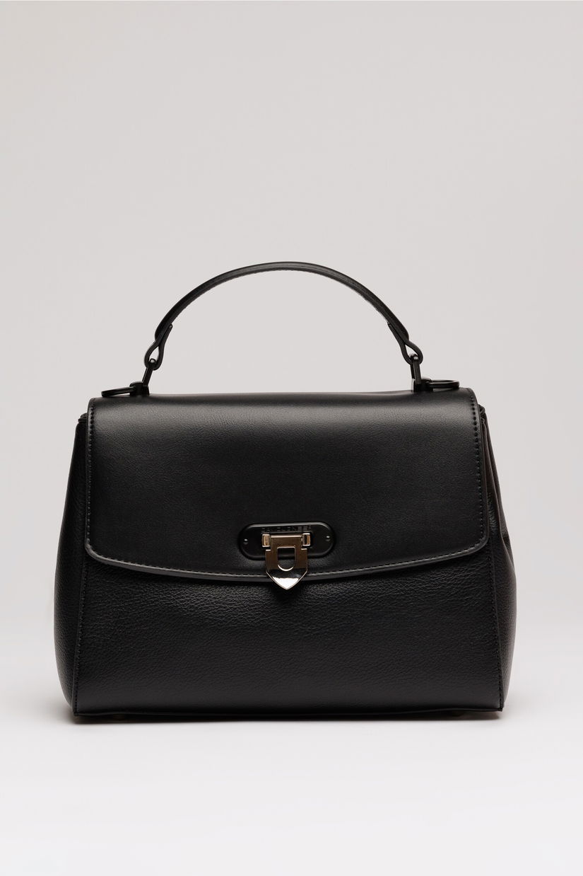 Geanta neagra din piele ecologica cu model structurat