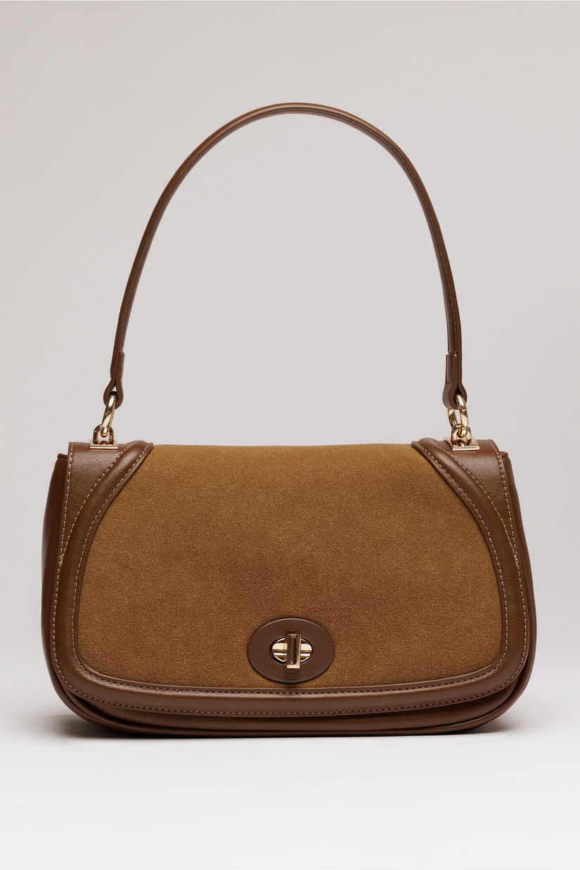 Geanta maro inchis din piele ecologica cu maner rotund