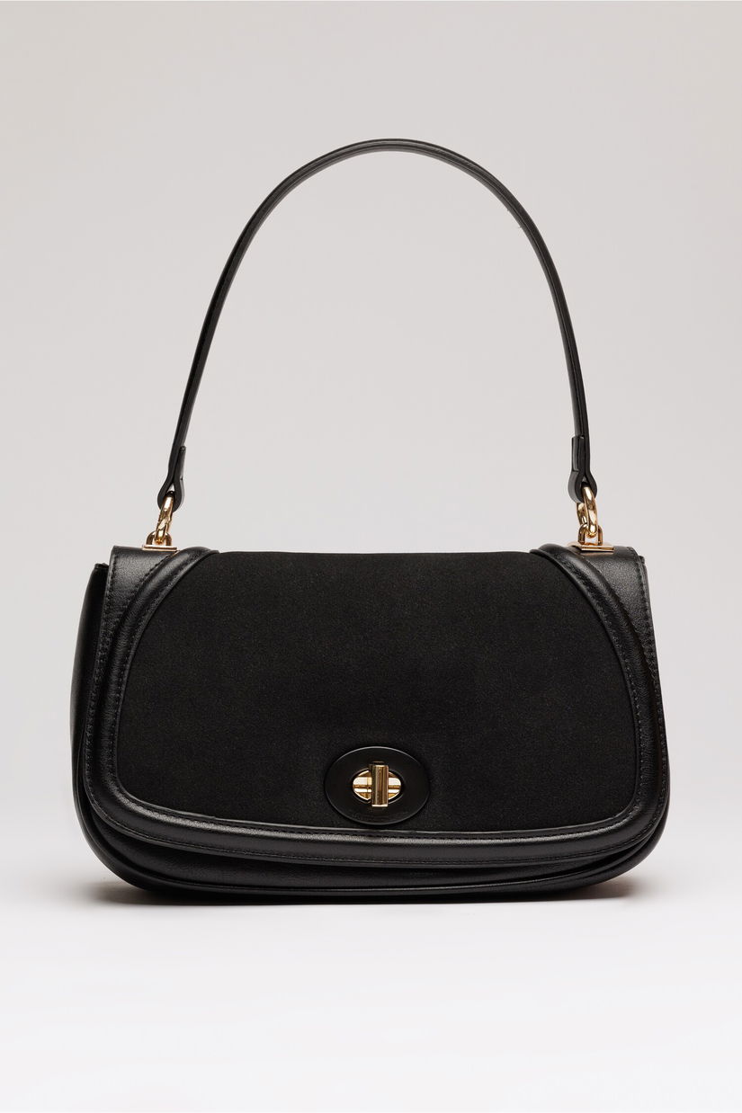 Geanta neagra din piele ecologica cu maner rotund