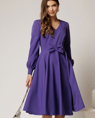 Rochie DY Fashion mov midi cu funda in talie si decolteu V