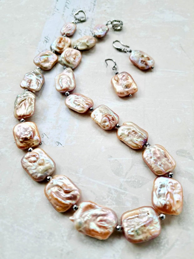 Set cadou perle baroc rose