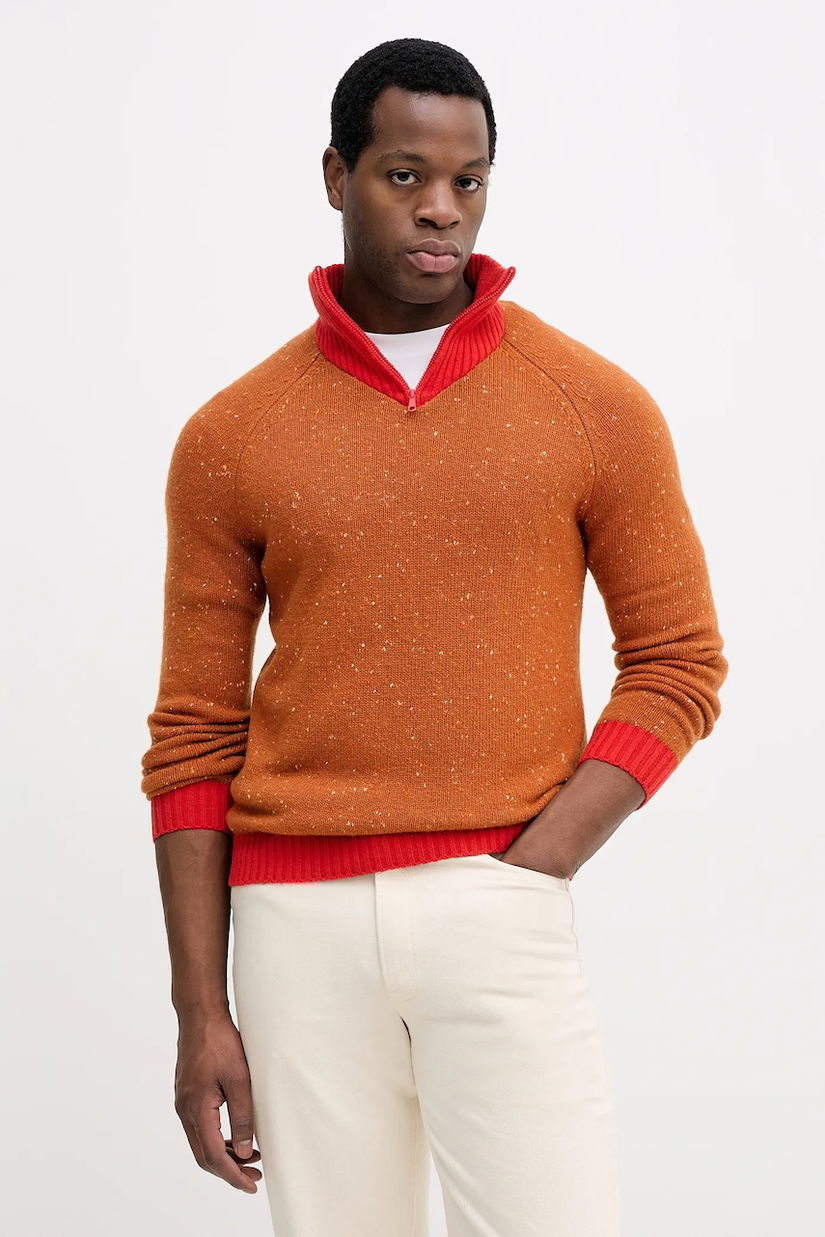 United Colors of Benetton pulover din amestec de lână x Stranger Things culoarea portocaliu, cu turtleneck, 1WPNK2020