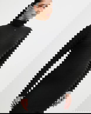 Tommy Jeans rochie din bumbac culoarea negru, mini, mulată, DW0DW21958