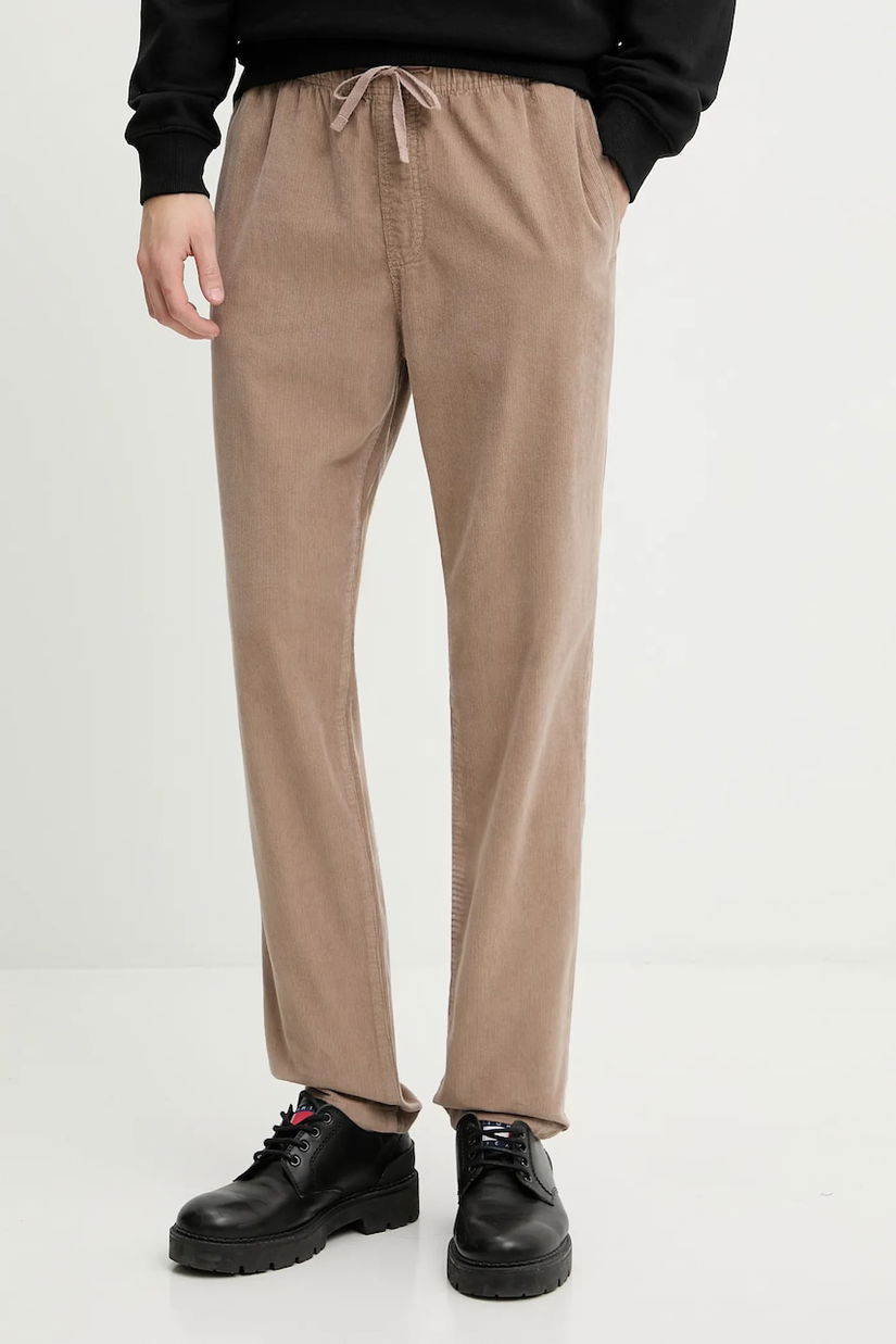 Tommy Jeans pantaloni de catifea cord culoarea maro, drept, DM0DM21997