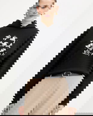 Karl Lagerfeld hanorac de bumbac culoarea negru, cu glugă, modelator, B1W20019