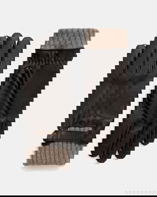 BOSS mănuși de piele culoarea maro, 50548796