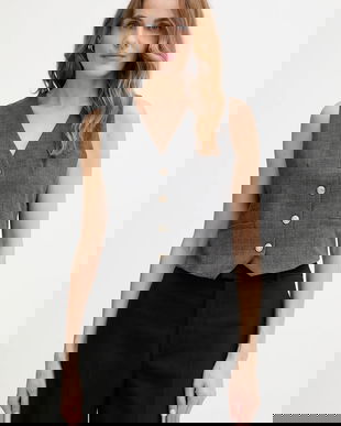 Morgan vesta culoarea gri, un singur rand de nasturi, CAMME.F