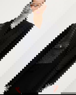 Karl Lagerfeld Jeans sacou culoarea negru, oversize, neted, B1W14026