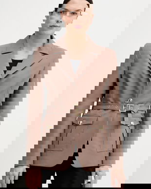 Gaudi sacou culoarea bej, un singur rand de nasturi, neted, 521FD35023