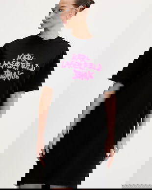 Karl Lagerfeld Jeans rochie din bumbac culoarea negru, mini, oversize, B1W13043