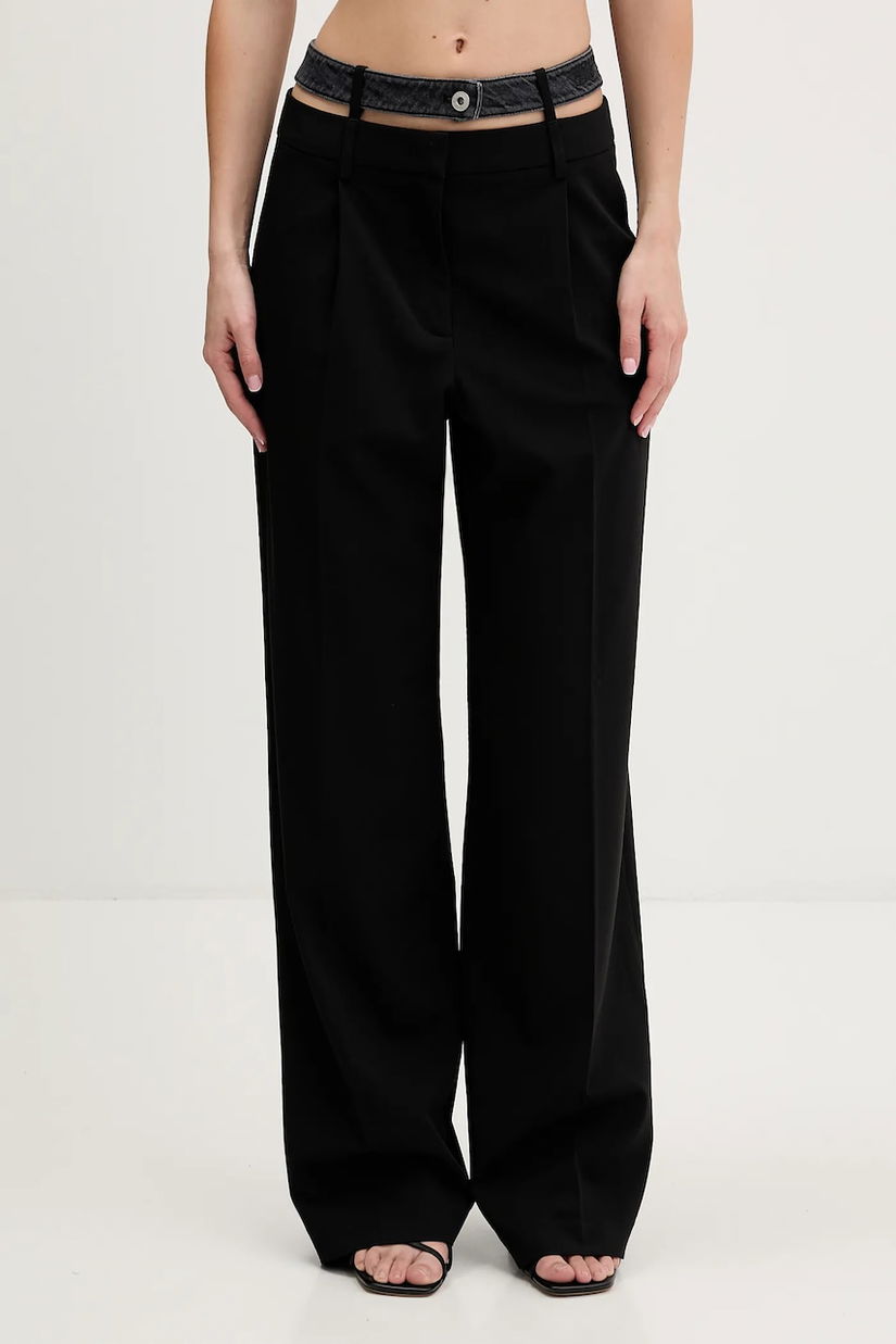 Karl Lagerfeld Jeans pantaloni culoarea negru, drept, high waist, B1W10085