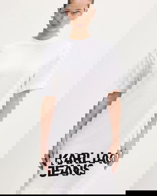 Karl Lagerfeld Jeans rochie din bumbac culoarea alb, mini, drept, B1W13054