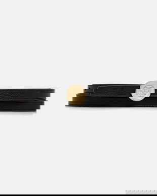 Tory Burch curea de piele cu doua fete Romy Reversible culoarea negru, 175052-002