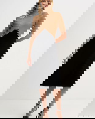 Dkny rochie culoarea maro, midi, evazati, DD5D5150