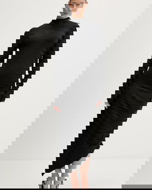 adidas Originals rochie Ruched culoarea negru, maxi, mulata, JW2806