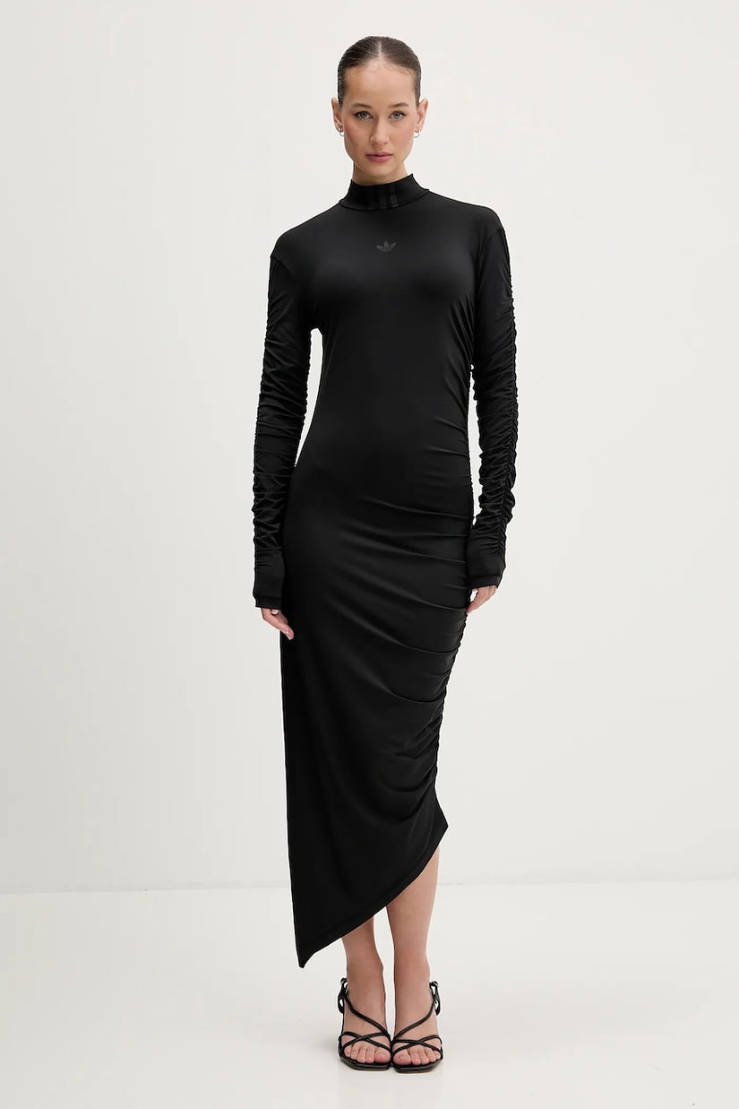 adidas Originals rochie Ruched culoarea negru, maxi, mulata, JW2806