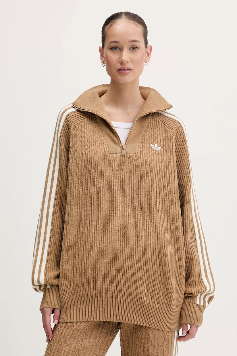 adidas Originals pulover Funnel culoarea verde, cu turtleneck, KS7787