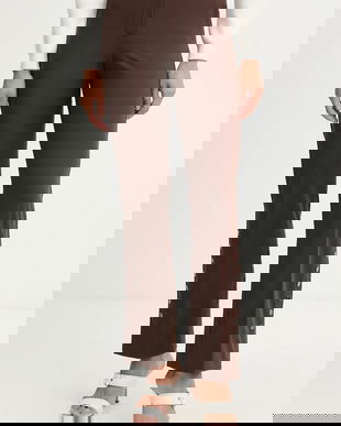 Karl Lagerfeld pantaloni culoarea maro, drept, high waist, B1W10006