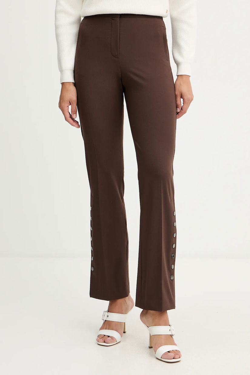 Karl Lagerfeld pantaloni culoarea maro, drept, high waist, B1W10006