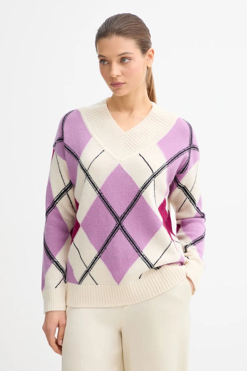 United Colors of Benetton pulover din amestec de lână culoarea violet, 1444E204E