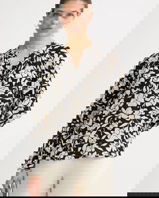 United Colors of Benetton bluză culoarea bej, cu imprimeu, 50IGDQ0CN