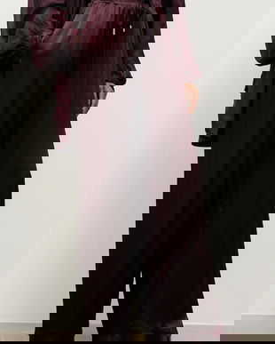 Answear.LAB pantaloni culoarea bordo, lat, high waist