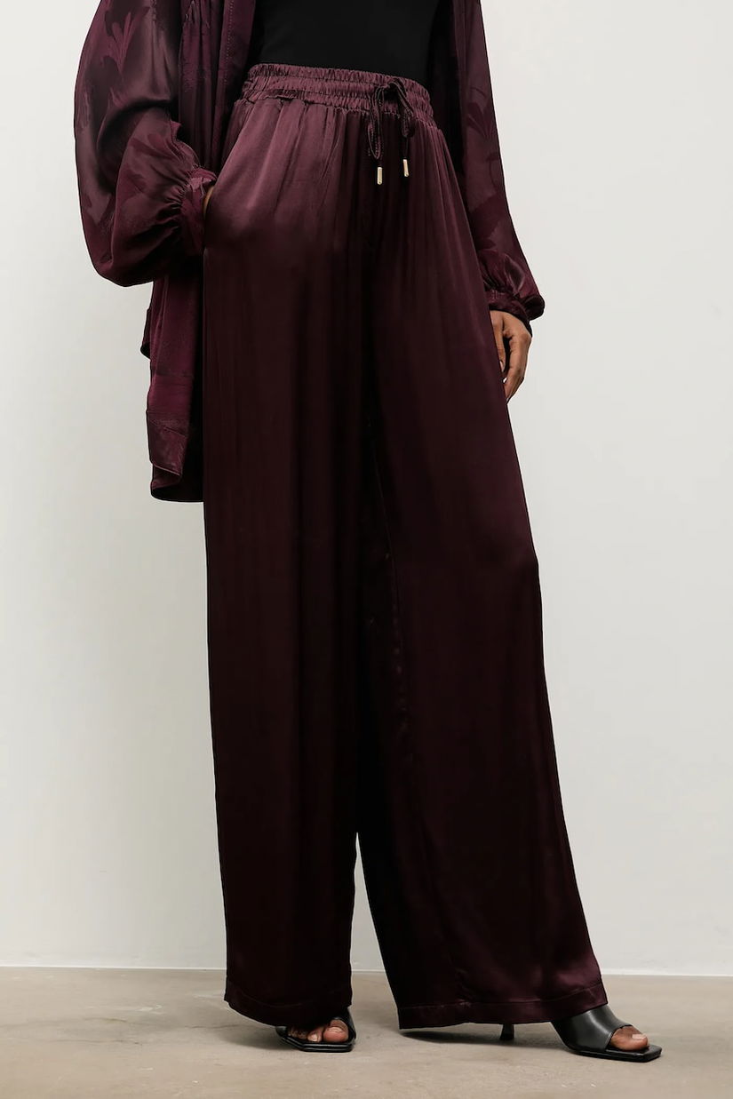 Answear.LAB pantaloni culoarea bordo, lat, high waist