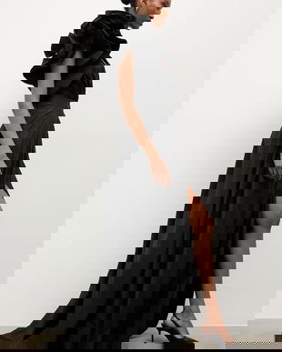 Answear.LAB rochie culoarea negru, maxi, evazati