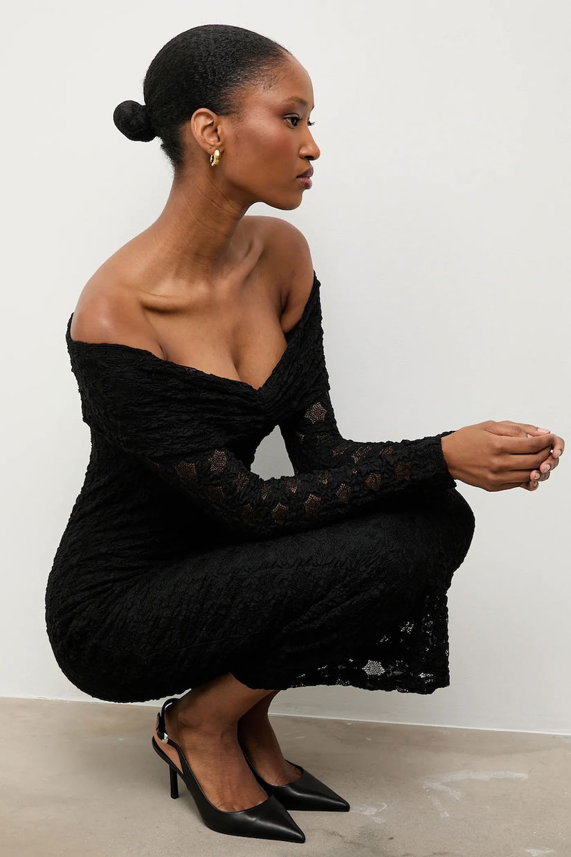 Answear.LAB rochie culoarea negru, midi, mulata