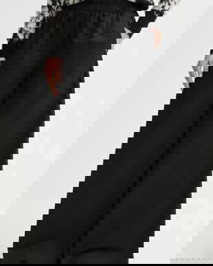 United Colors of Benetton pantaloni de bumbac culoarea negru, lat, high waist, 4PAXDF0A4