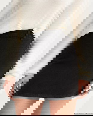 United Colors of Benetton fustă din velur culoarea negru, mini, drept, 41ULD005B