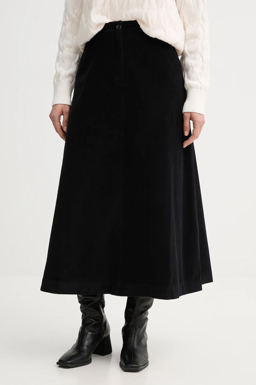 United Colors of Benetton fustă din bumbac culoarea negru, midi, evazați, 494BD0058