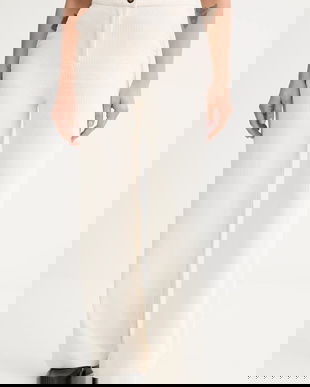 United Colors of Benetton pantaloni de catifea cord culoarea bej, drept, high waist, 4Q5GDF0AI