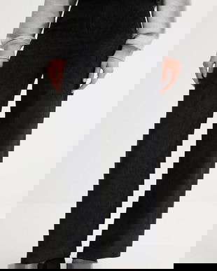 United Colors of Benetton pantaloni de catifea cord culoarea negru, drept, high waist, 4Q5GDF0AI