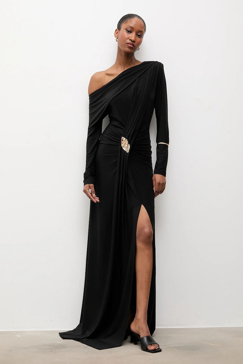 Answear.LAB rochie culoarea negru, maxi, mulata