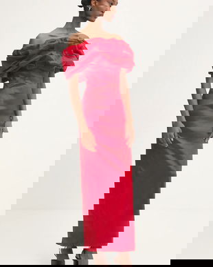 Answear.LAB rochie culoarea rosu, maxi, mulata