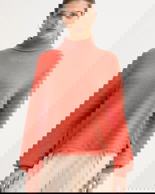 United Colors of Benetton pulover culoarea portocaliu, light, cu guler, 11CZD204F