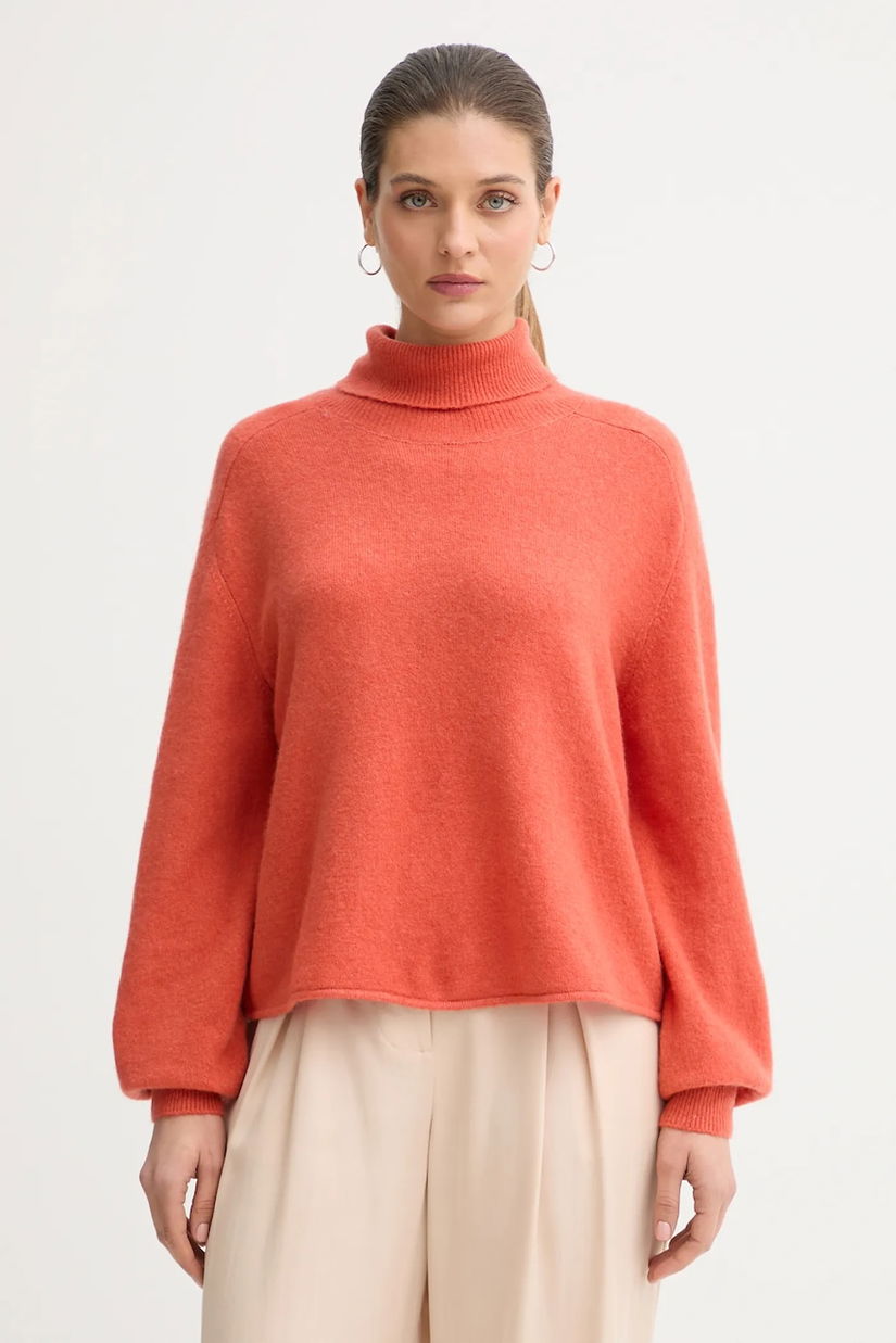 United Colors of Benetton pulover culoarea portocaliu, light, cu guler, 11CZD204F