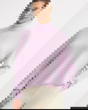 United Colors of Benetton pulover culoarea violet, light, cu guler, 11CZD204F