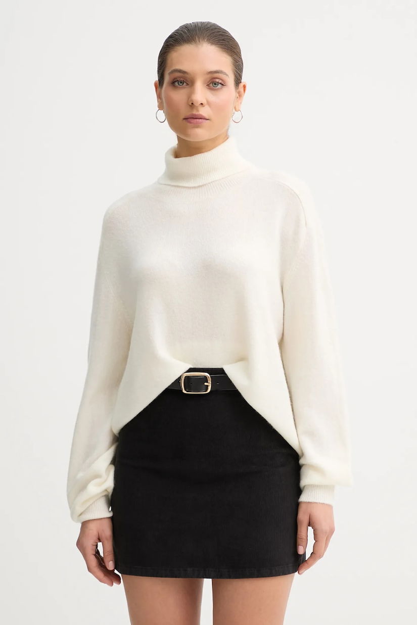 United Colors of Benetton pulover culoarea bej, light, cu guler, 11CZD204F