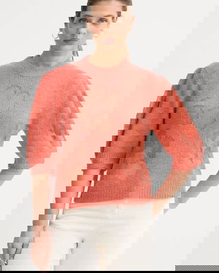 United Colors of Benetton pulover din amestec de lână culoarea portocaliu, light, 18L4E10EV