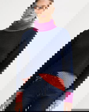 United Colors of Benetton pulover din amestec de lână culoarea bleumarin, cu guler, 16YCE204I