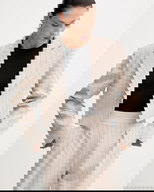 Answear.LAB sacou culoarea bej, desfacut, modelator