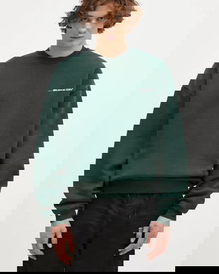 MKI MIYUKI ZOKU bluză Uniform Crewneck Sweat bărbați, culoarea verde, cu imprimeu, UNIFORM.CREWNECK.SWEAT