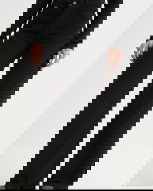 United Colors of Benetton pantaloni culoarea negru, lat, high waist, 41ULDE029