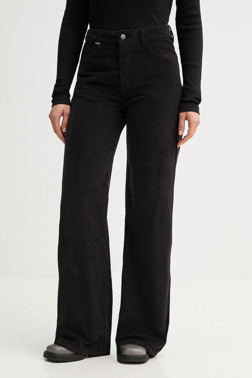 United Colors of Benetton pantaloni culoarea negru, lat, high waist, 41ULDE029