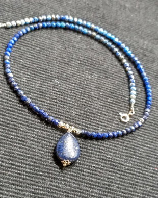Colier argint lapis lazuli ombre gradient minimalist boho chic trendy